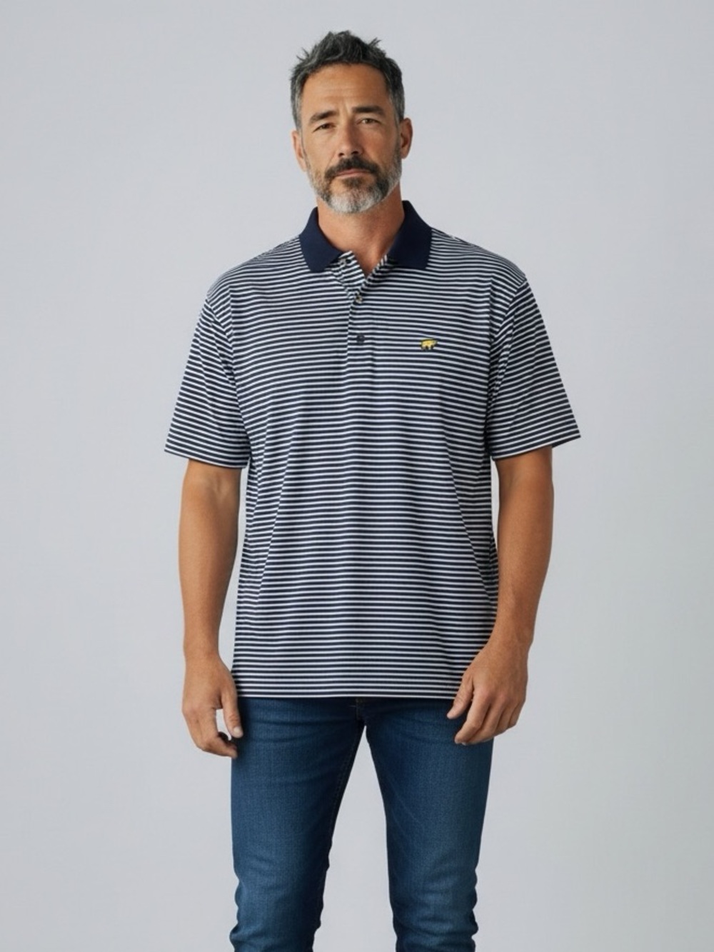 Jack Nicklaus StayDri Navy Striped Polo Golf Shirt. Size L